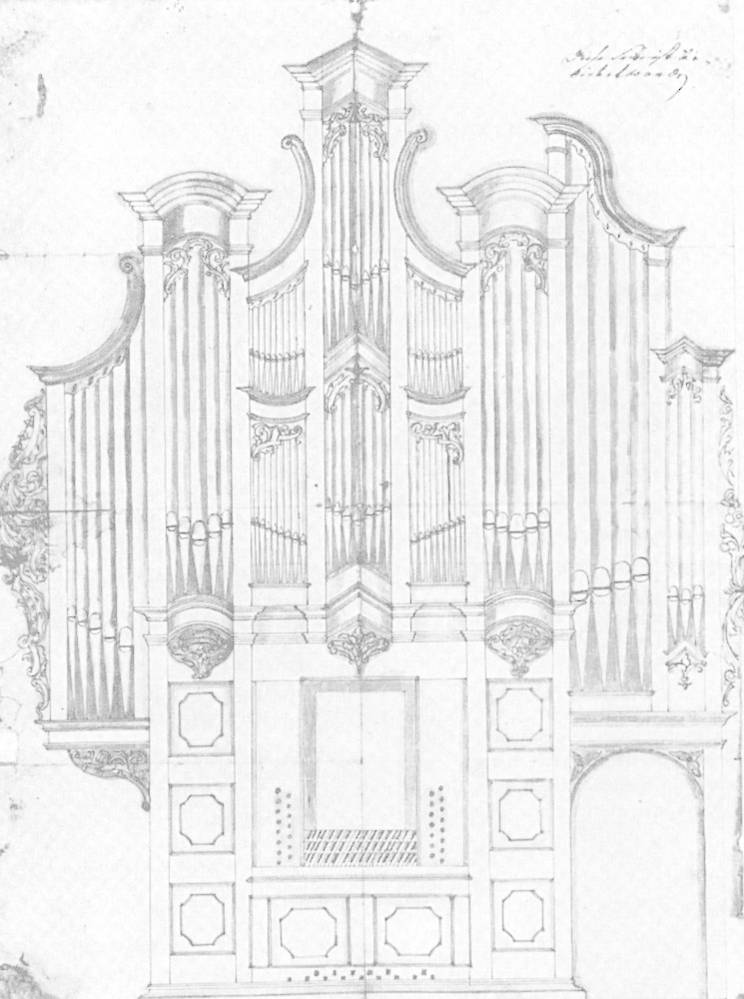 Orgel: Planungsskizze der Brüder Stumm von 1755